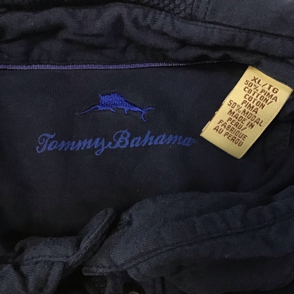 Tommy Bahama Shirt Mens Sz XL Navy Solid Polo Long Sleeve Pima Cotton Blend - Picture 9 of 16